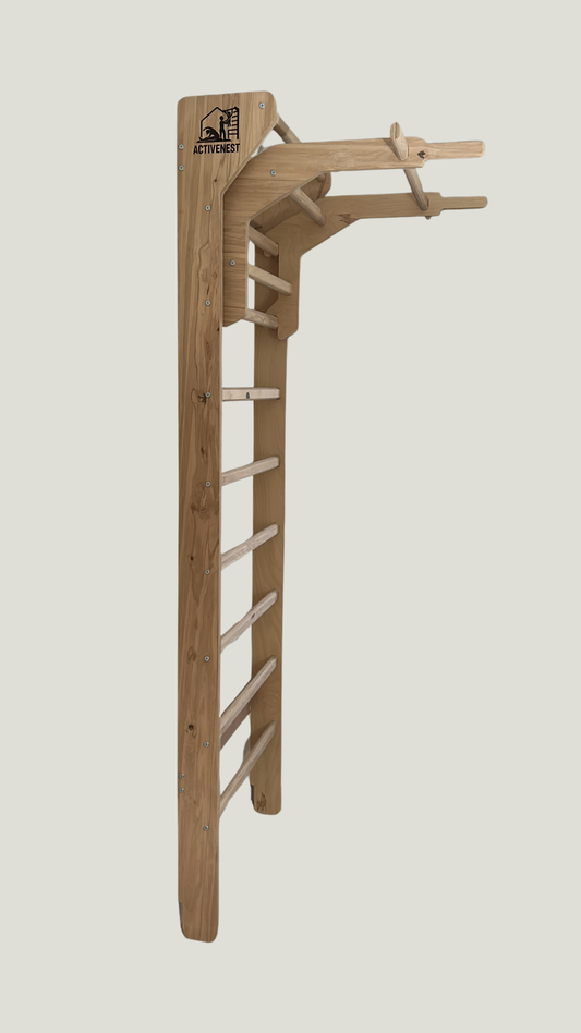 ActiveNest® Premium Ahşap Jimnastik Duvarı | Ev İçi Spor ve Oyun Modülü